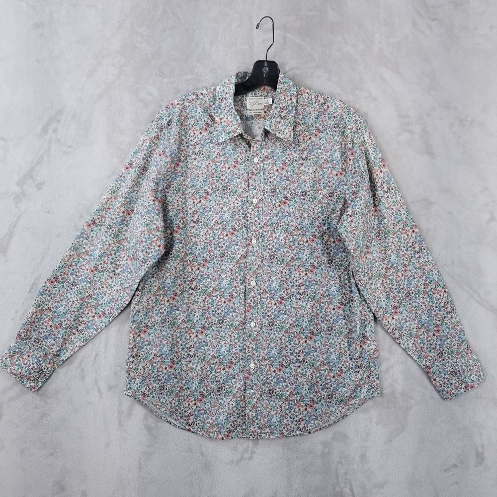 J Crew Blouse Women M Ditsy Floral 100% Cotton Relaxed Fit Shirt Office Preppy
